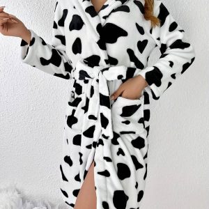 Peignoir Polaire Imprimé Vache
