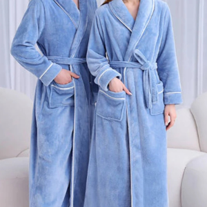 Peignoir Polaire Long Bleu