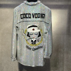 COCO VODKA SEQUIN PAJAMA SHIRT