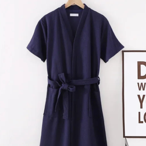 Peignoir Coton Femme Bleu Foncé