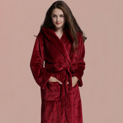 Peignoir Femme Rouge Capuche – Image 2