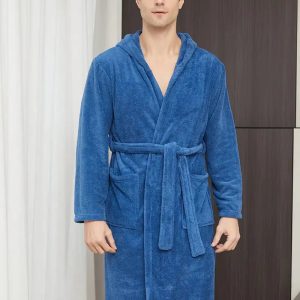 Peignoir de Bain Bleu avec Capuche