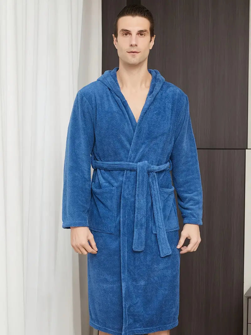 Peignoir de Bain Bleu avec Capuche – Image 2