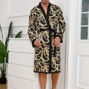 Peignoir à Imprimé Chaîne Dorée Luxueux