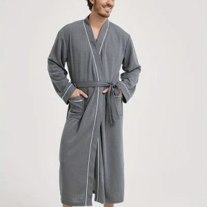 Peignoir de Bain Nid D&rsquo;abeille Gris