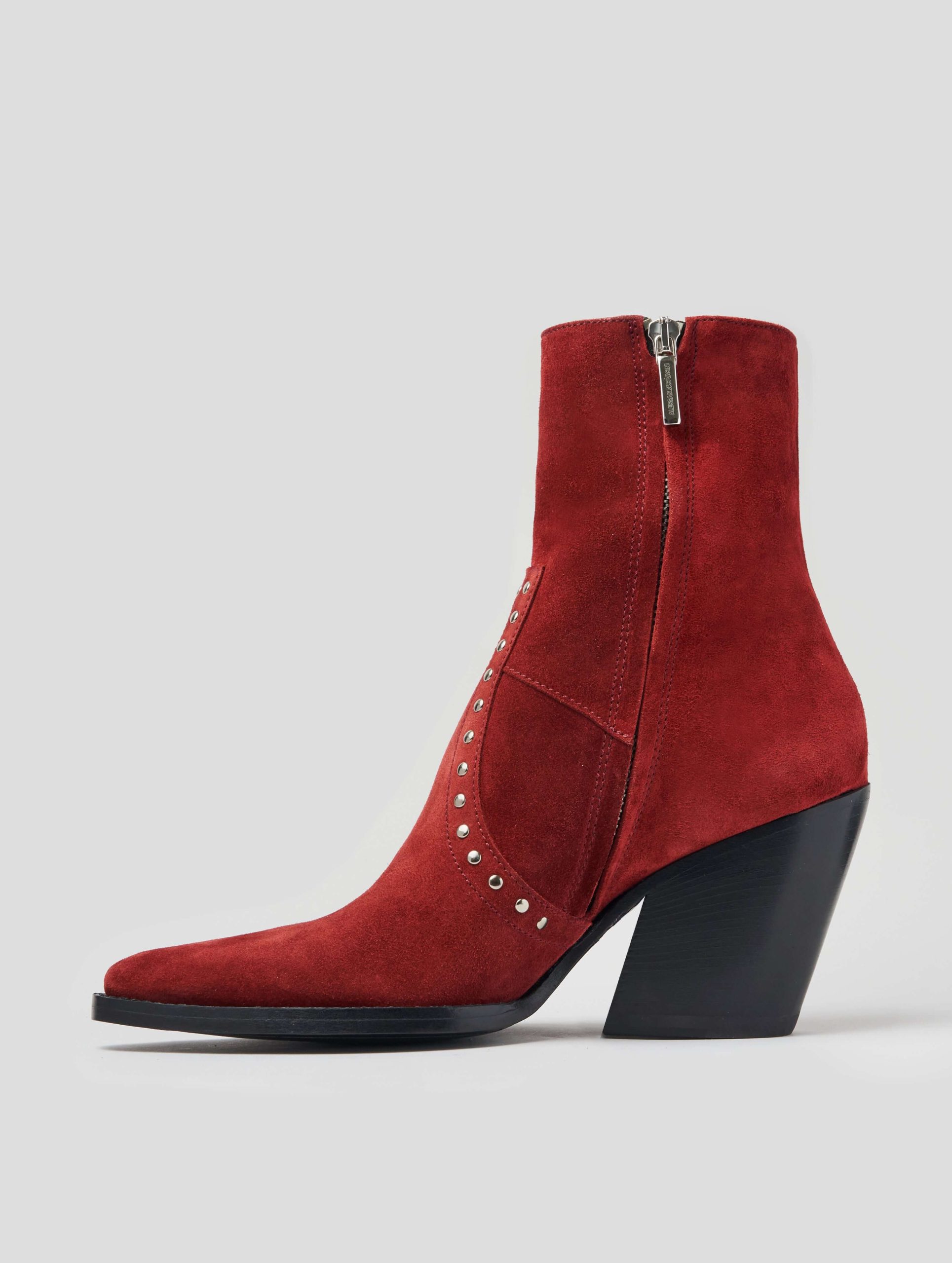 ALISON BOTTINE À FRANGES "MOJAVE" 80MM EN DAIM ROUGE RUBIS – Image 4