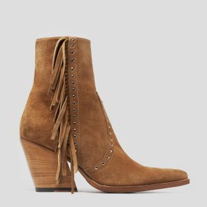 ALISON BOTTINE À FRANGES "MOJAVE" 80MM EN DAIM TOBACCO