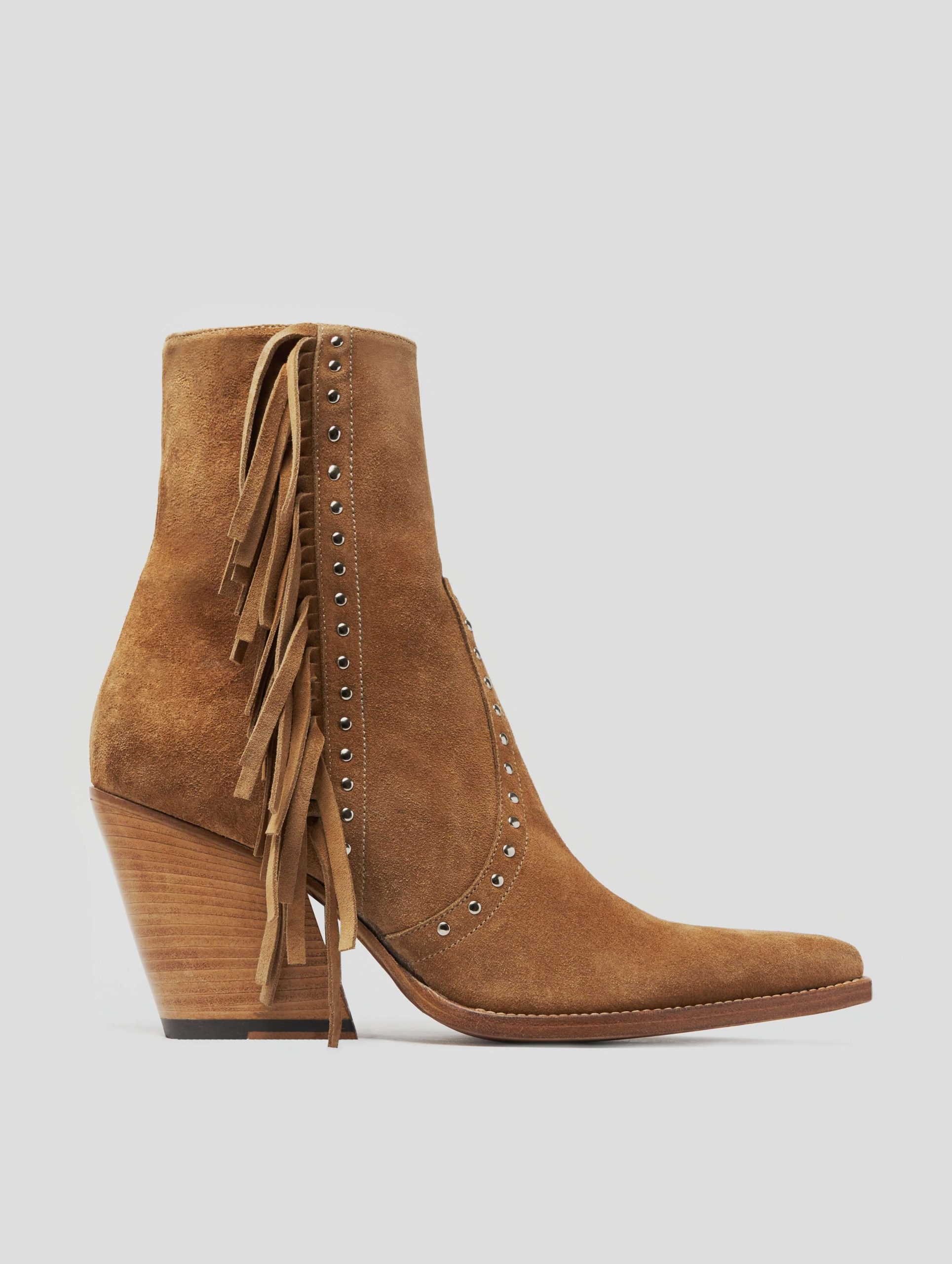 ALISON BOTTINE À FRANGES "MOJAVE" 80MM EN DAIM TOBACCO