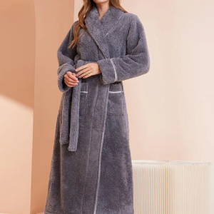 Peignoir Polaire pour Femme‎ Gris