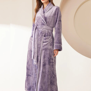 Peignoir Polaire Long pour Femme Violet