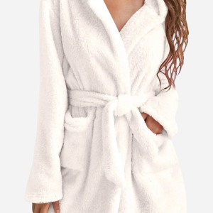 Peignoir Capuche pour Femme Blanc