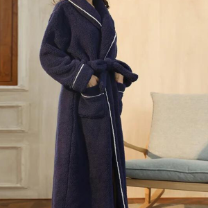 Peignoir Polaire pour Femme Bleu Marine