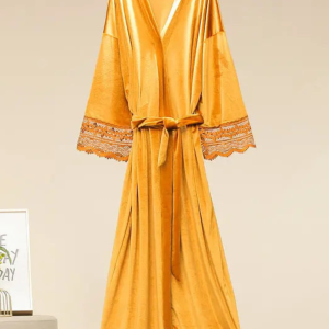 Peignoir Velours Femme Jaune