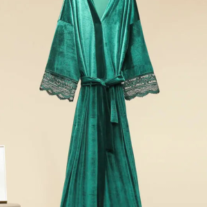 Peignoir Velours Femme Vert