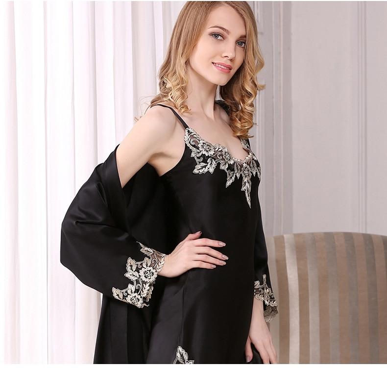 Veste peignoir Soie Noir – Image 2