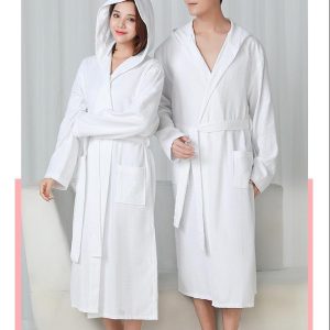 Peignoir Blanc Capuche Femme