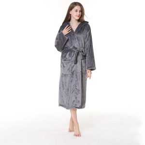 Peignoir Capuche Femme Gris