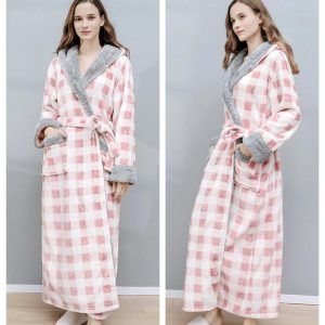 Peignoir soie Carreaux Rose