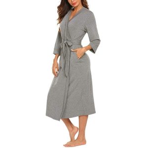 Peignoir Coton Femme Gris