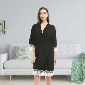 Peignoir Court Noir Femme
