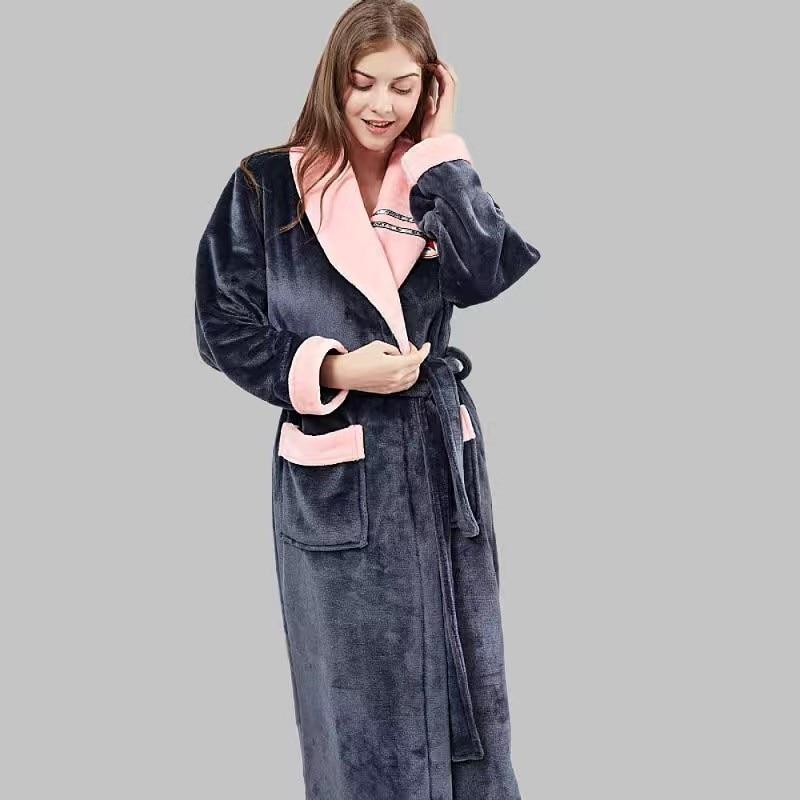 Peignoir Femme Gris et Rose en Polaire – Image 3