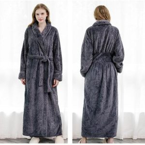 Peignoir Long Femme Gris