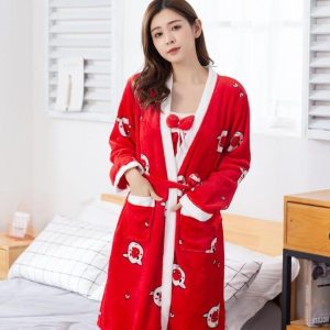 Peignoir soie  Rouge Fin