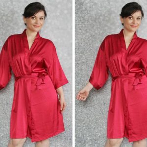 Veste Peignoir Rouge Satin