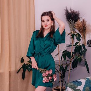 Peignoir soie Vert émeraude