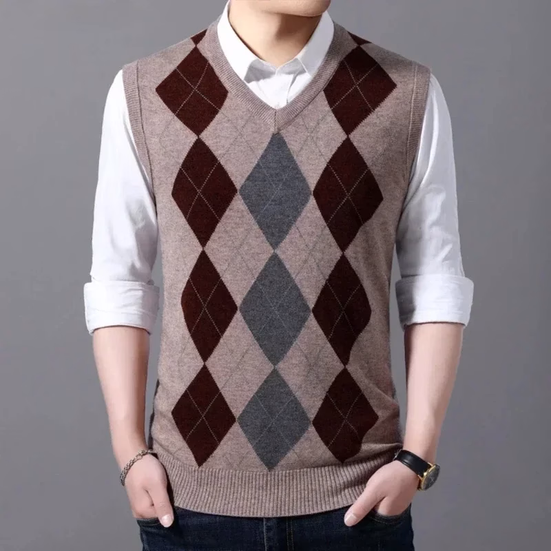 Gilet en tricot Argyle pour homme