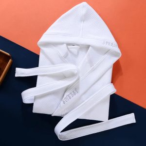 Peignoir de Bain Blanc à Capuche