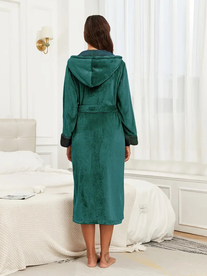 Peignoir Polaire Épaisse Chaud avec Capuche – Image 2