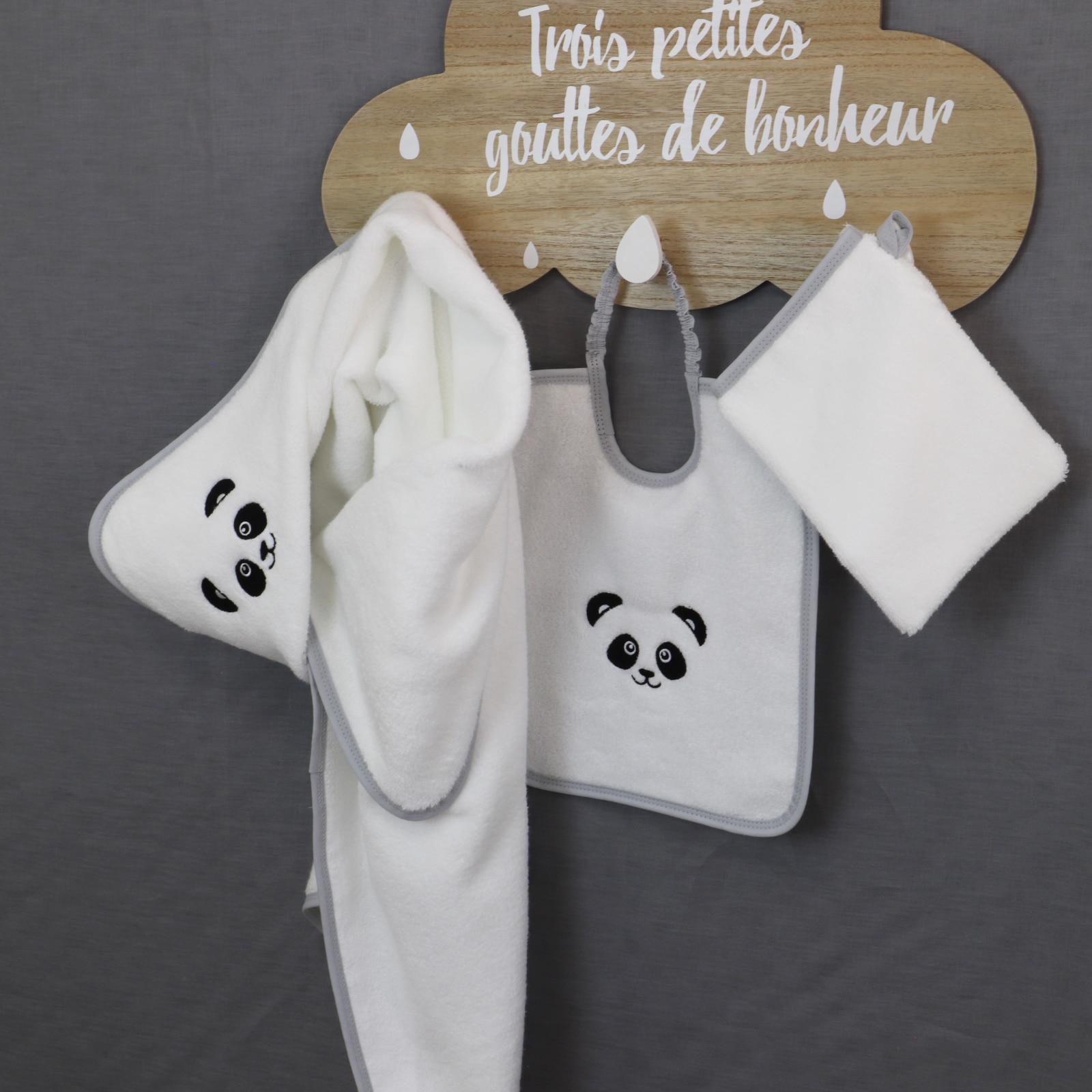 Coffret 3 piéces coton brodé PANDA – Image 3