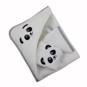 Coffret 3 piéces coton brodé PANDA