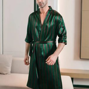 Peignoir de Luxe Rayé en Satin