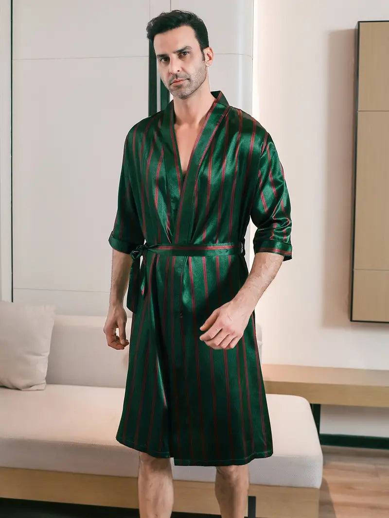 Peignoir de Luxe Rayé en Satin