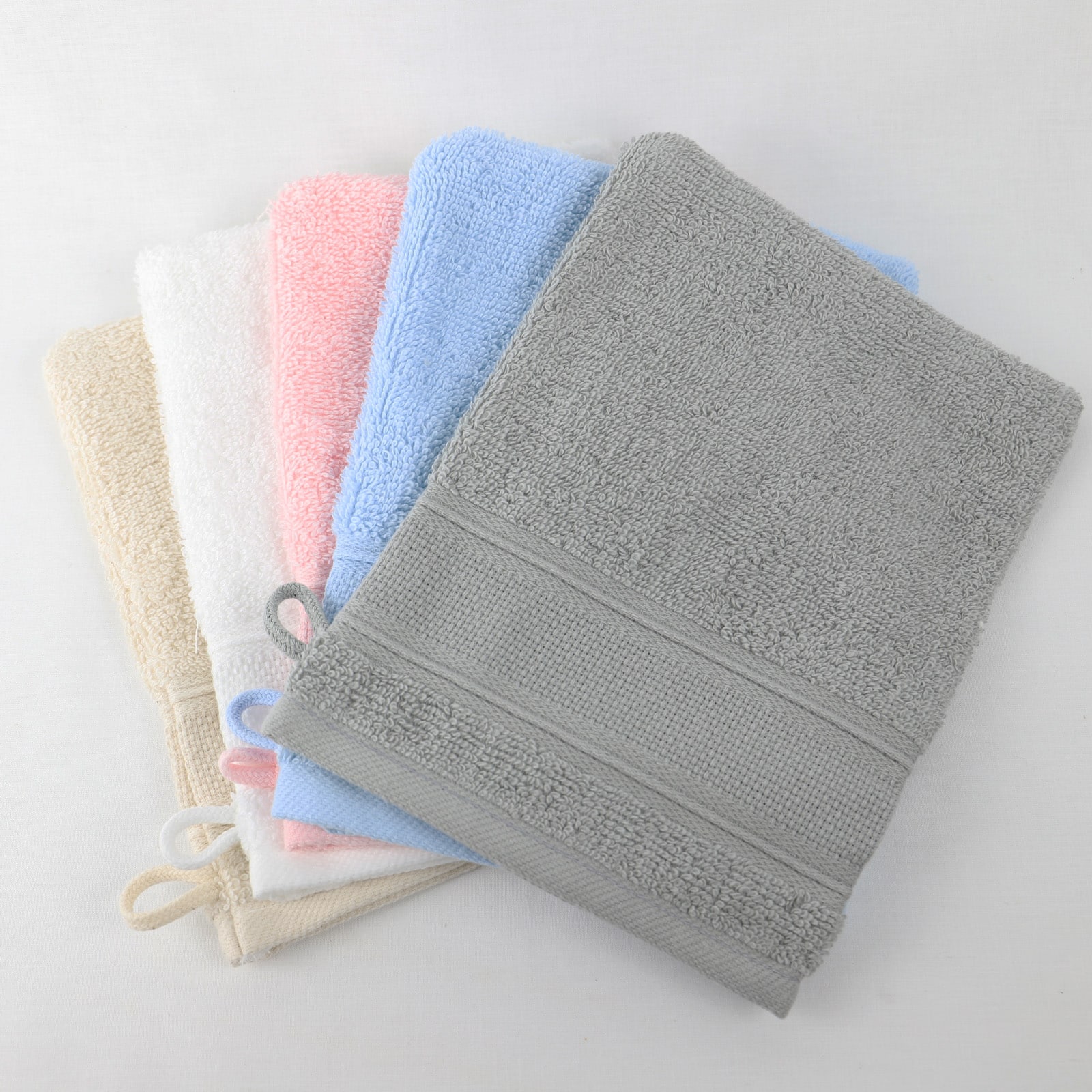 Lot de 2 gants de toilette en bouclette éponge avec bande à broder en toile AIDA – Image 4