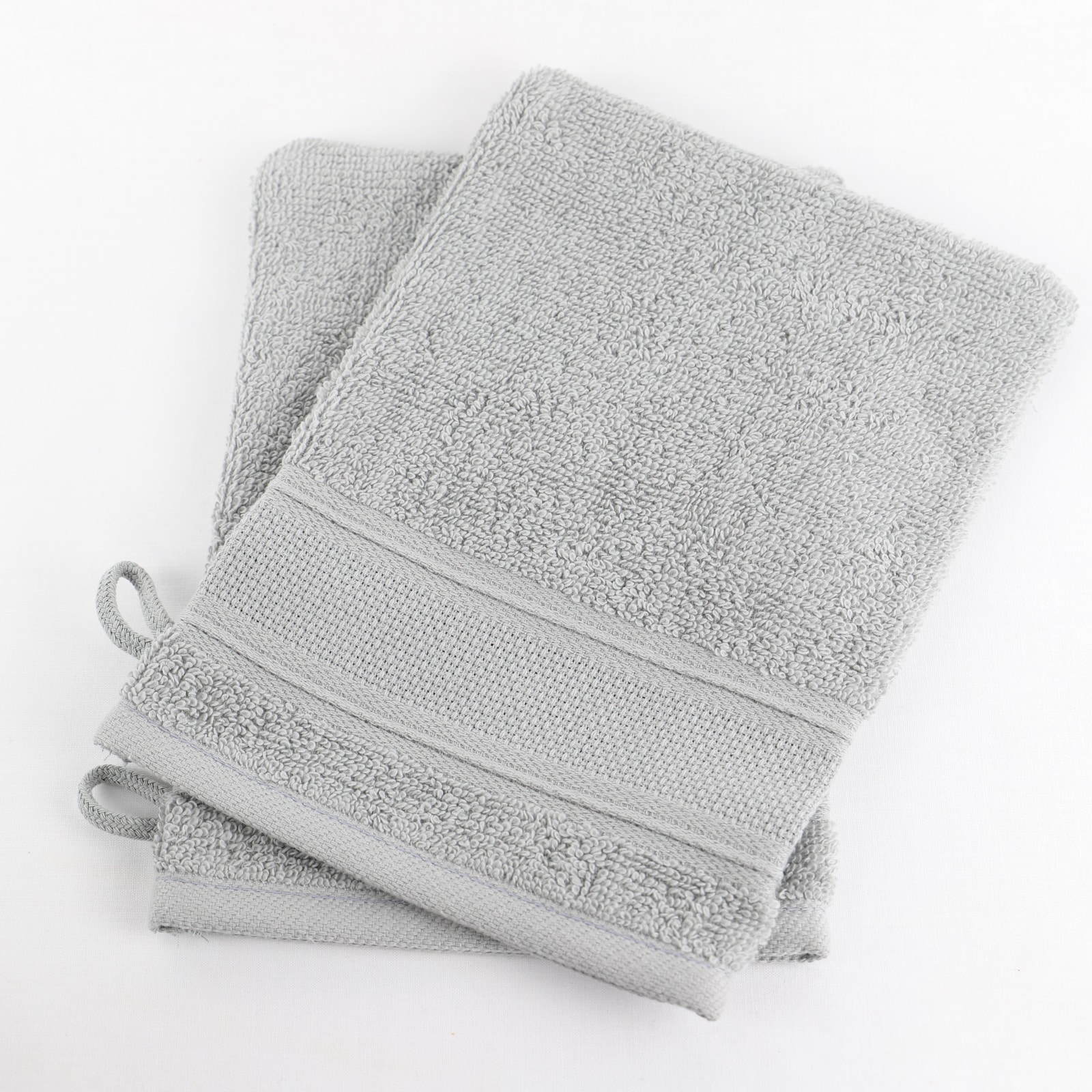 Lot de 2 gants de toilette en bouclette éponge avec bande à broder en toile AIDA – Image 5