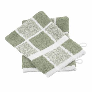 Lot de 2 gants de toilette coton carreaux CELESTE