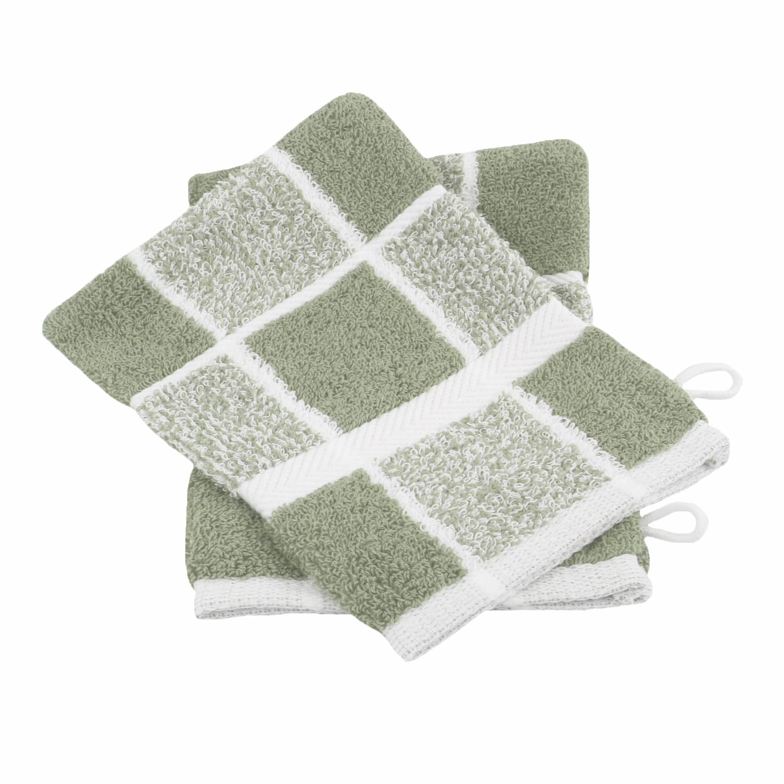 Lot de 2 gants de toilette coton carreaux CELESTE – Image 2