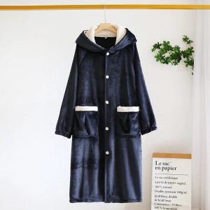 Peignoir homme à capuche  « Navy »