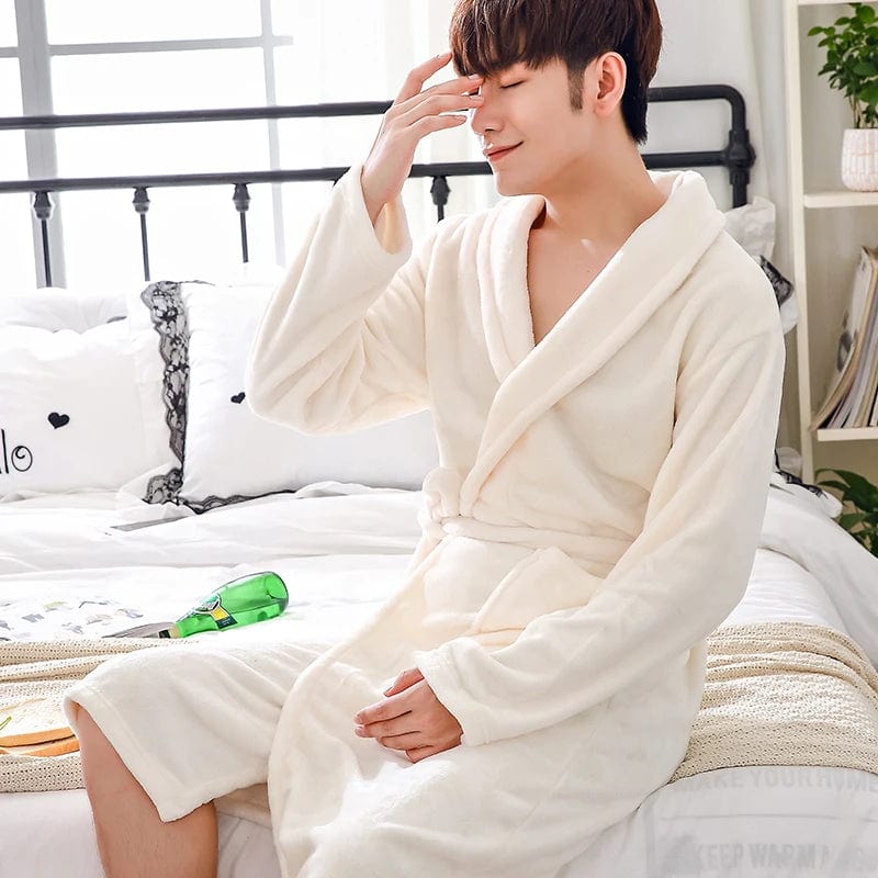 Peignoir Polaire Homme « Blanc » – Image 5