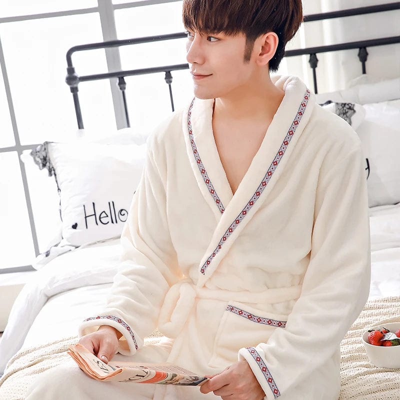 Peignoir Polaire Homme « Blanc » – Image 6