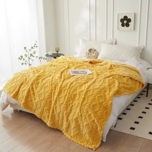 Plaid Pilou Pilou jaune torsadé