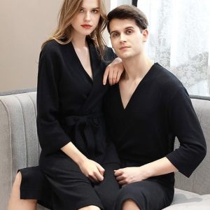 Veste Peignoir Coton Noir