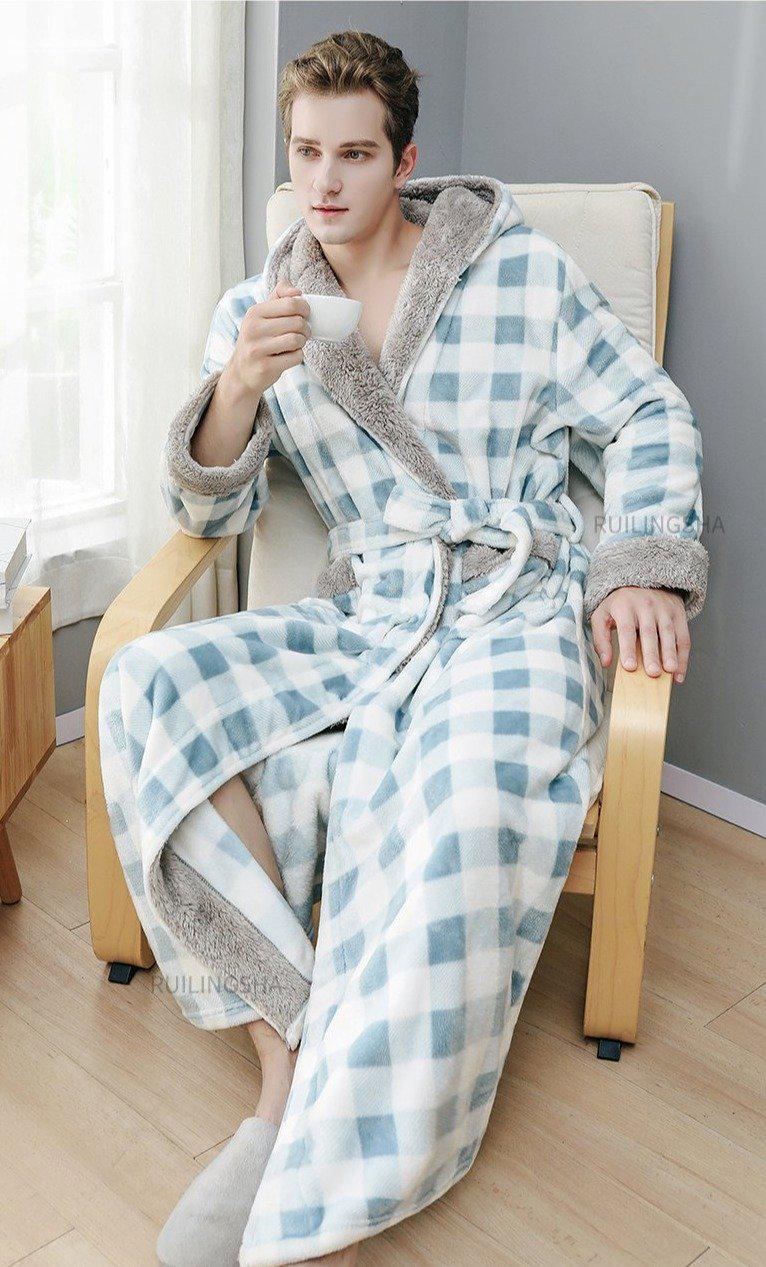 Peignoir Carreaux Bleu Clair