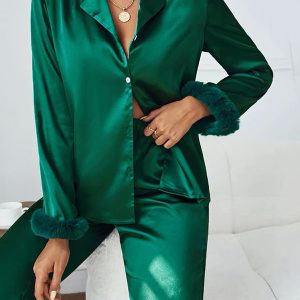 Pyjama Vert Pour Femme En Satin « Rêve Émeraude »