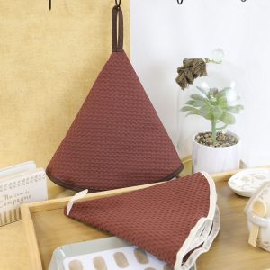 Lot de 2 essuies mains rond nid d’abeille HOME